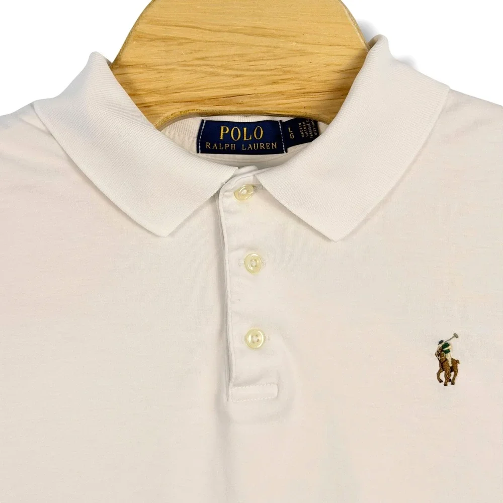 Polo Ralph Lauren Polo Men Large White Classic Fit Cotton Short Sleeve Pony Prep